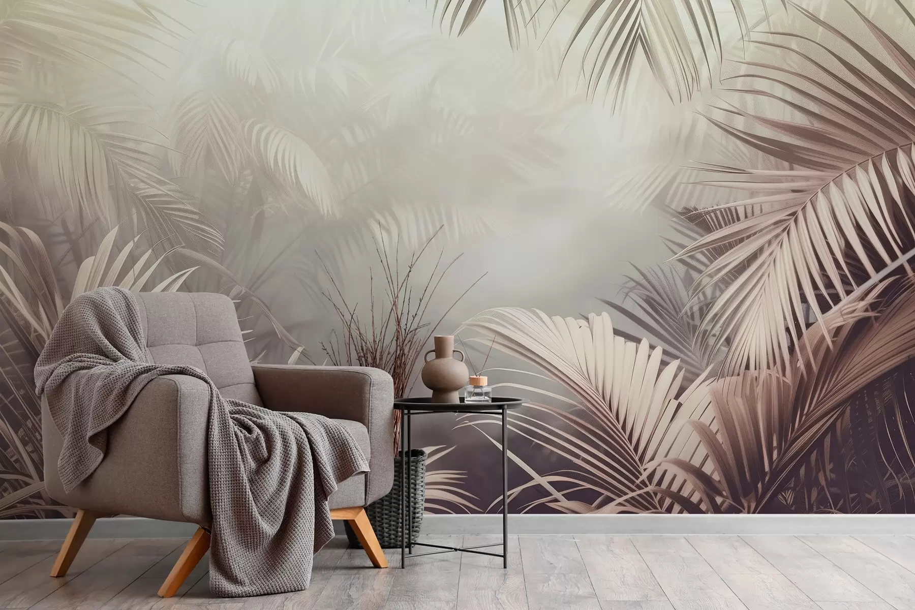 murales de pared selva tropical con un tono neutro w04142v1