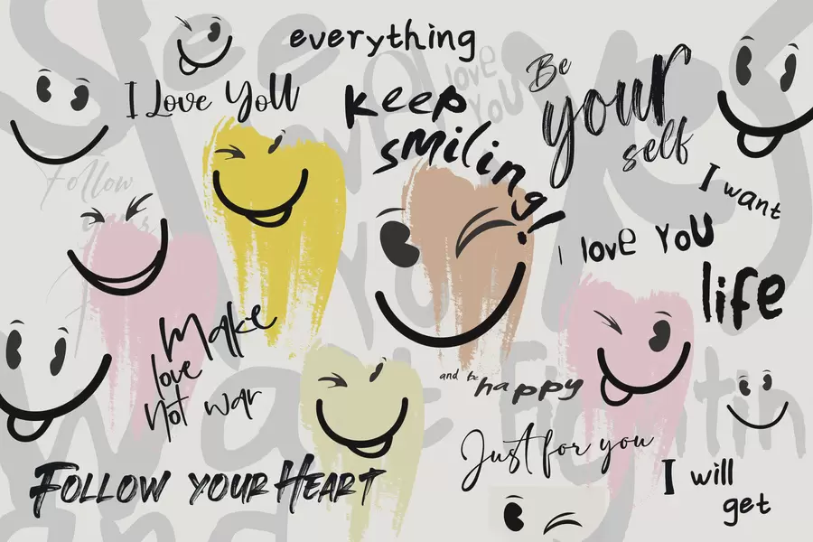 murales de pared Emoticonos e inscripciones w04174