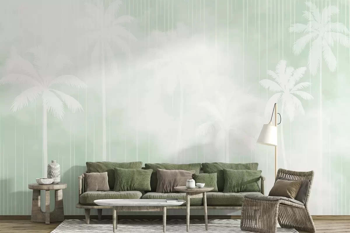 murales de pared Niebla con palmeras w04180v3