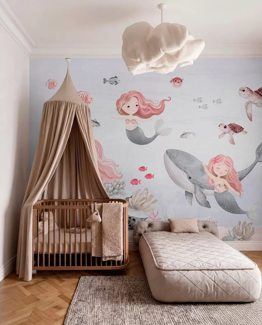 murales de pared Mundo submarino con sirenas y peces w04166v1