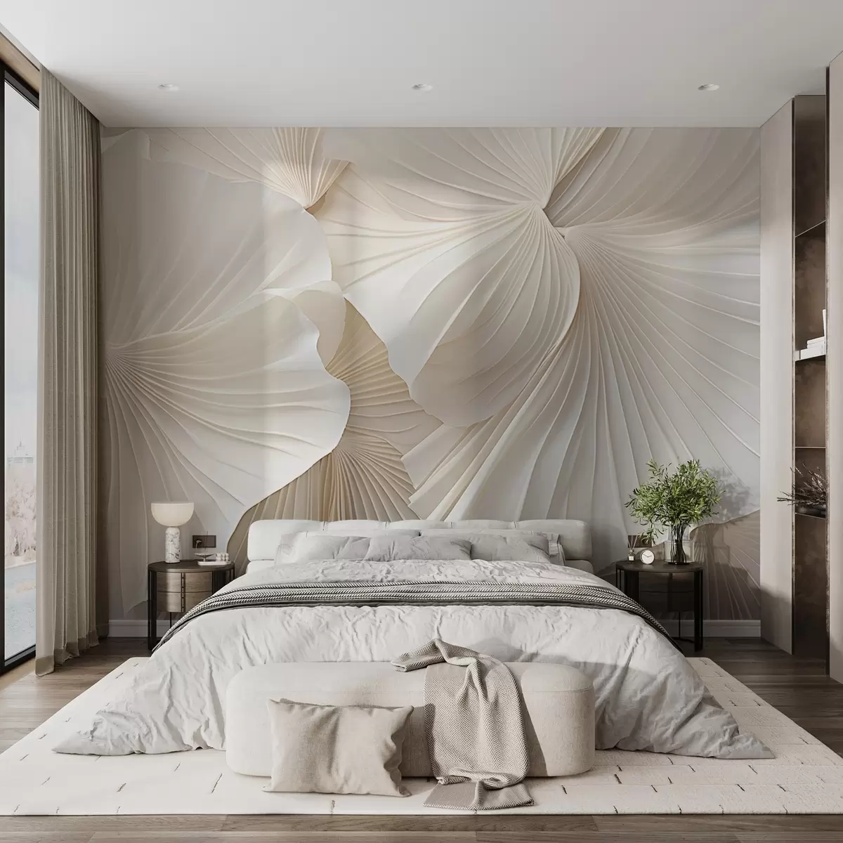 murales de pared pétalos, flores, blanco, crema, textura, ternura, decorativo w04216