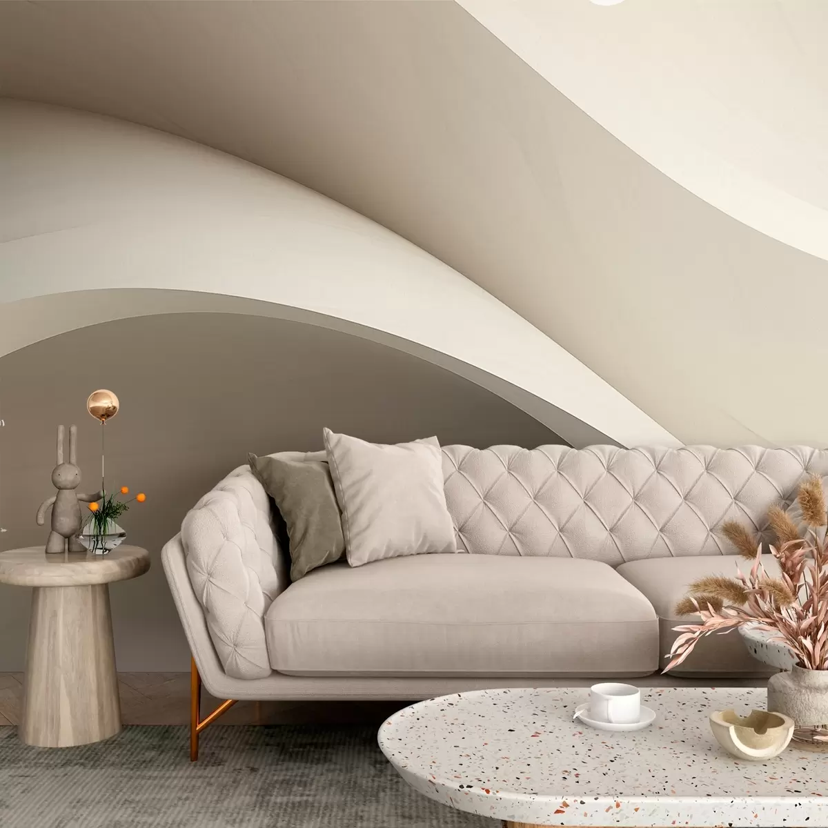 Murales de pared abstracción, ondas, curvas suaves, beige, suave, líneas, moderno w04217v1 murales de pared abstracción, ondas, curvas suaves, beige, suave, líneas, moderno w04217v1