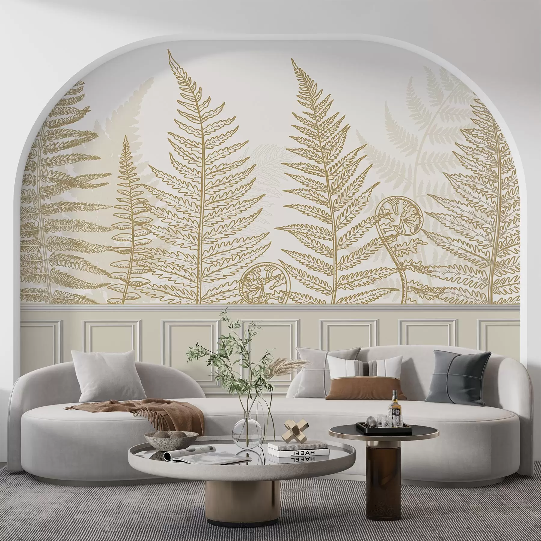 murales de pared hojas, plantas, helecho, luz, botánico, gráfico w04239