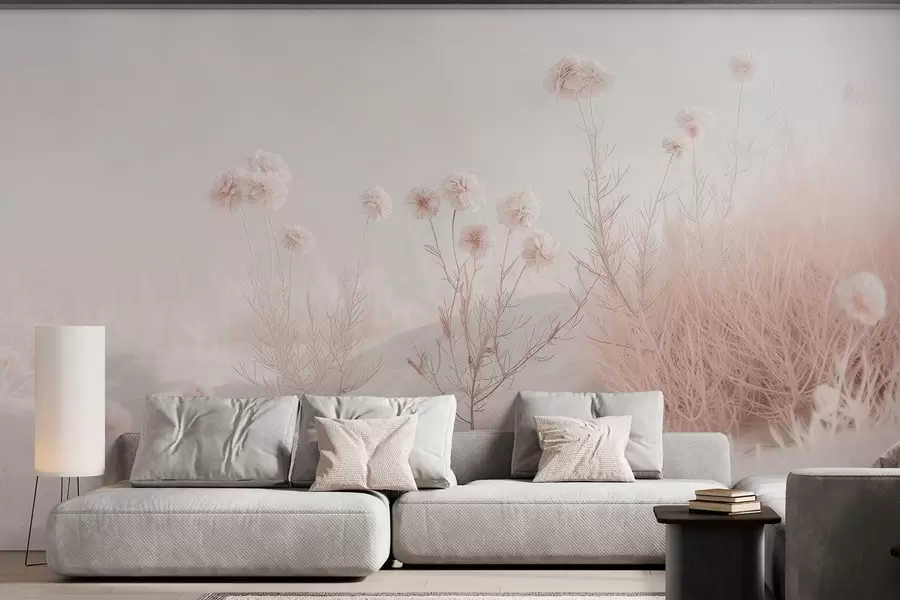 murales de pared delicadas flores secas entre la arena w04213