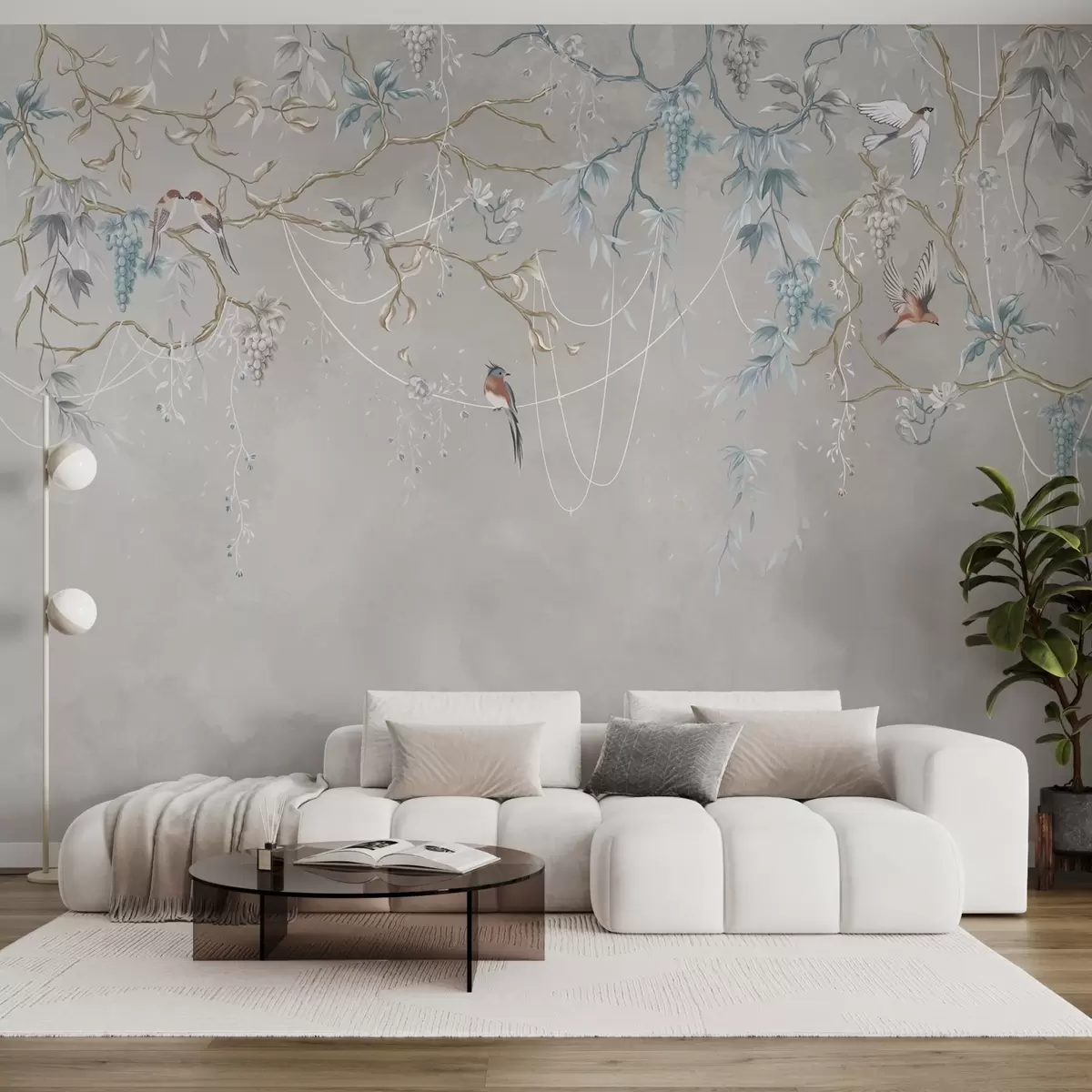 Murales de pared Variante con fondo muy claro y acentos azules w04302v2 murales de pared Variante con fondo muy claro y acentos azules w04302v2