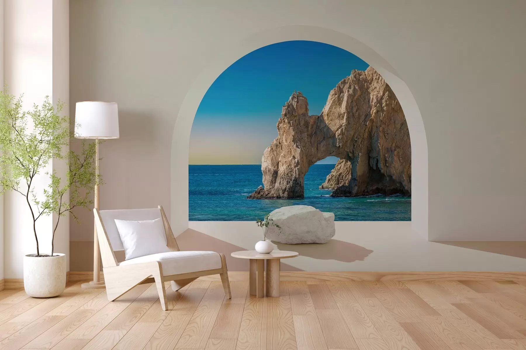 murales de pared vista del mar y la roca a través del arco w04286