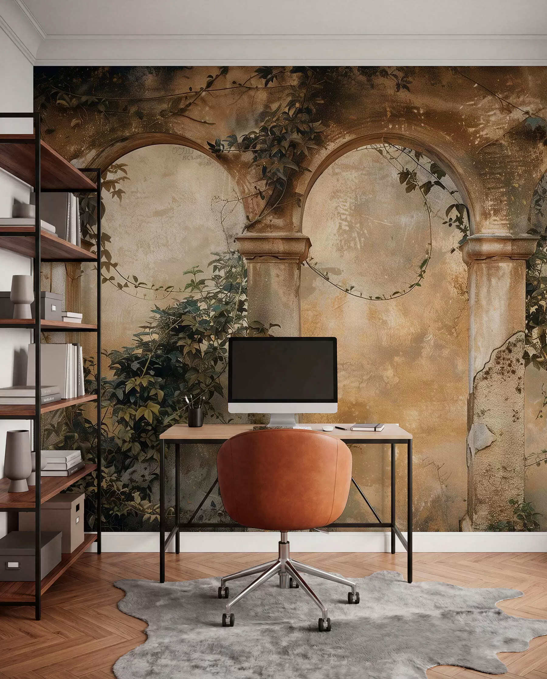 murales de pared Hiedra sobre arcos antiguos w04304
