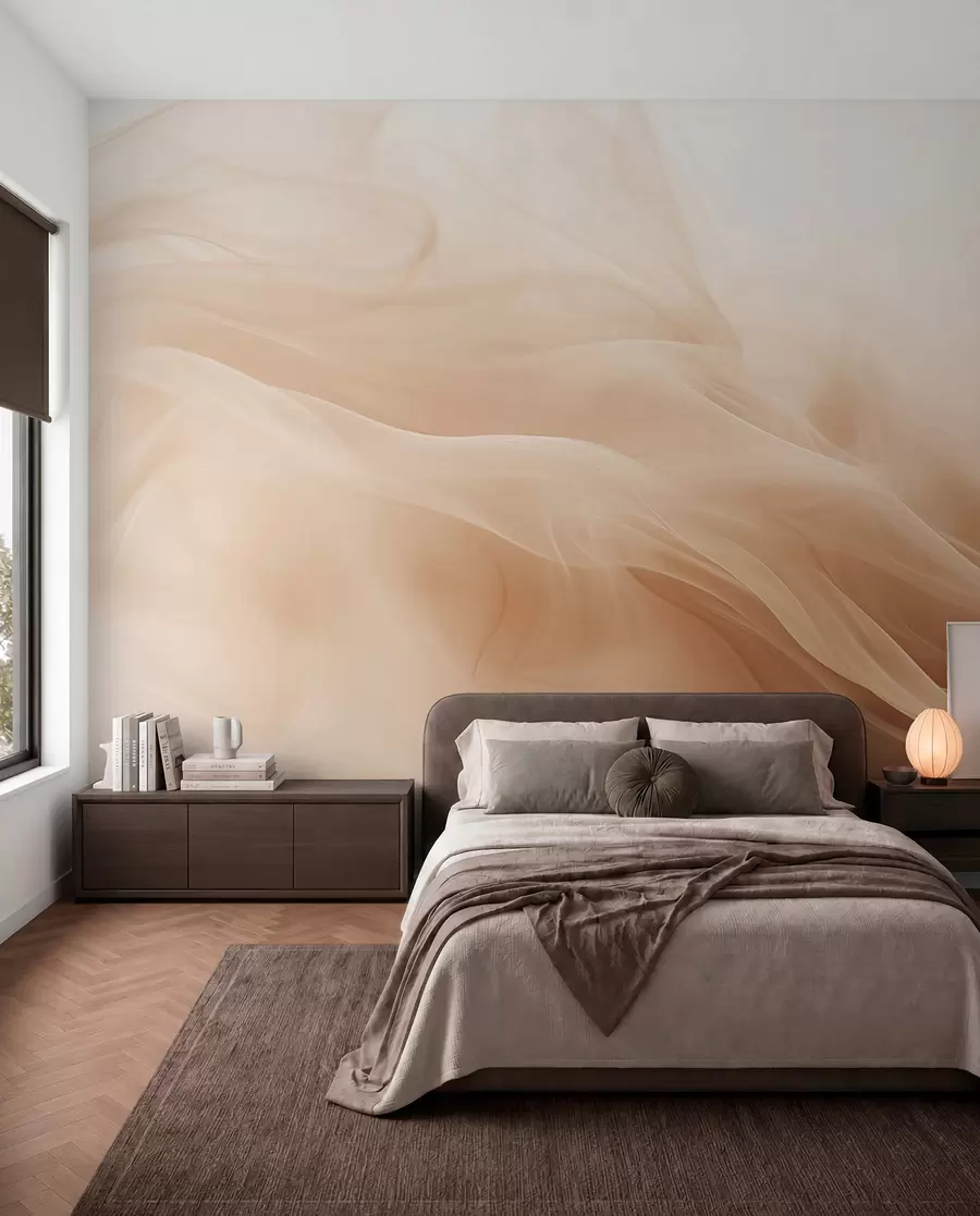murales de pared Ondas ahumadas beige en estilo abstracto w09273