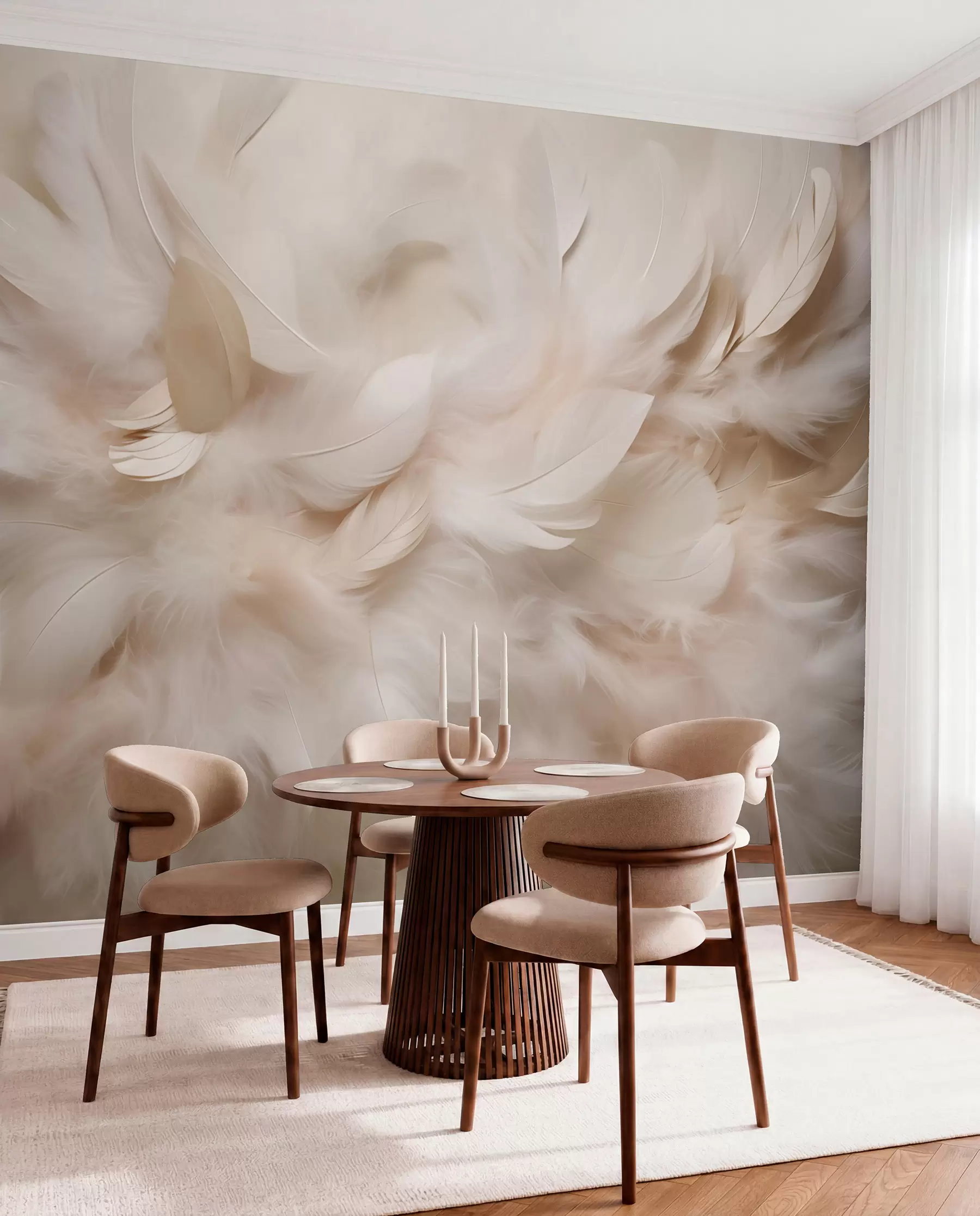murales de pared Plumas marfil de cerca w09274