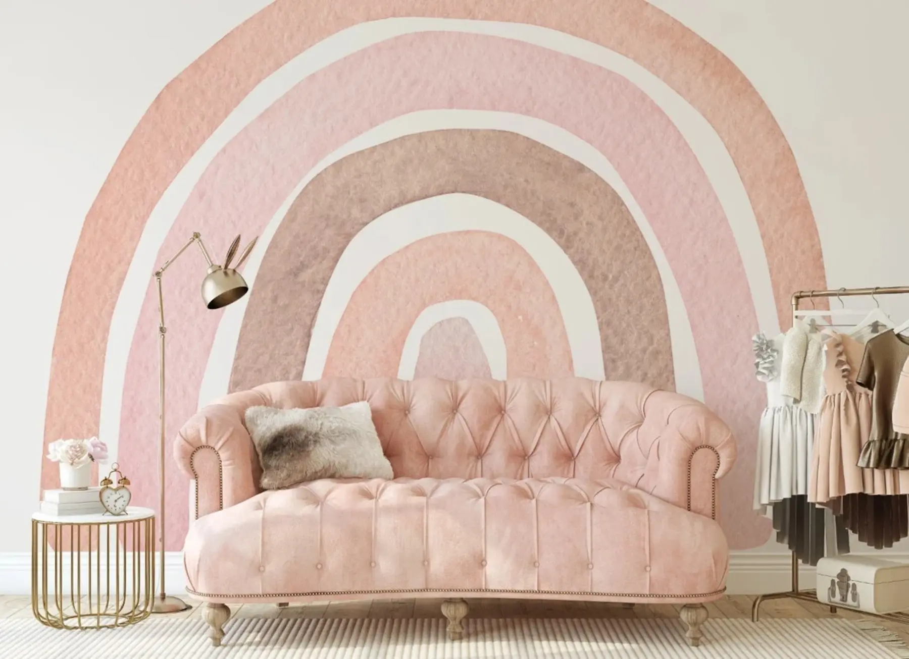 murales de pared Arcoiris acuarela al estilo de boho u71754