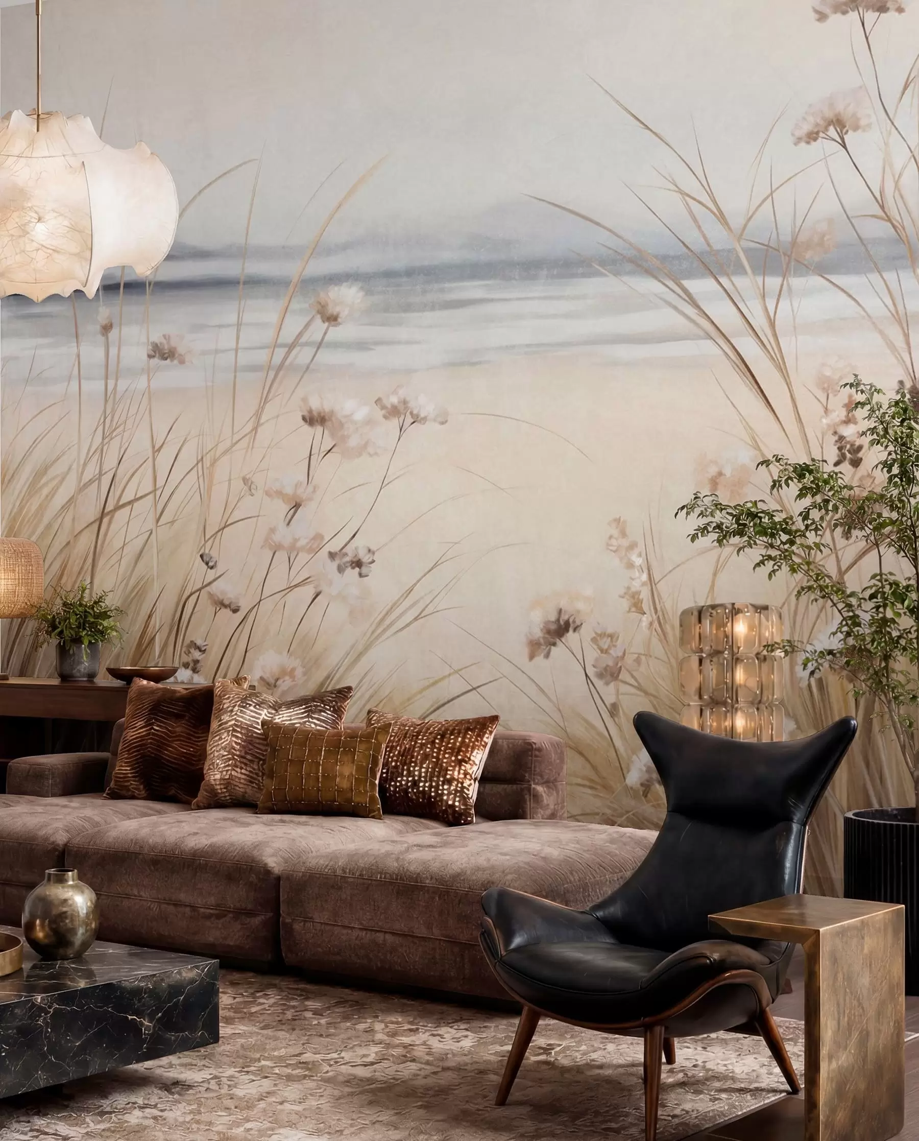 murales de pared Flores silvestres junto al mar w09298