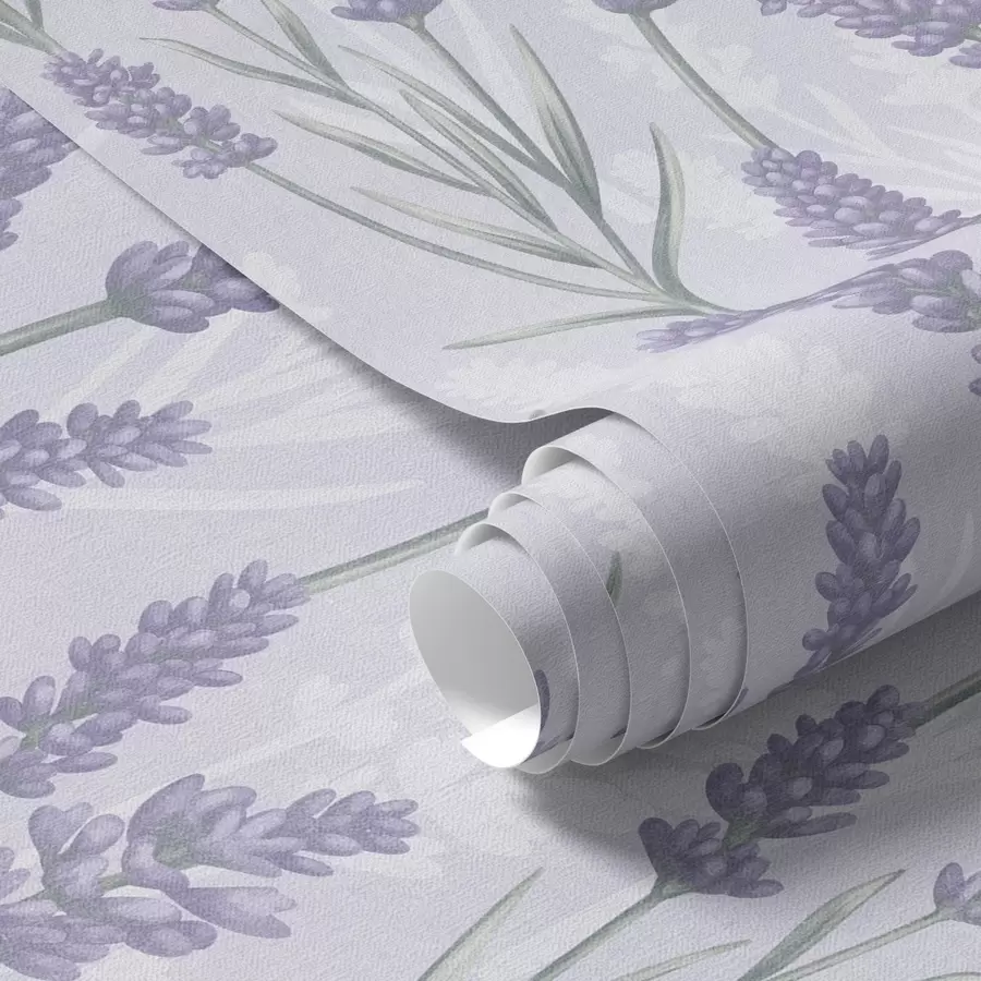 murales de pared Ramitas de lavanda en una paleta de acuarela púrpura pálido a00447