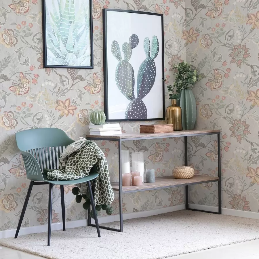 murales de pared Flores pastel vintage sobre fondo gris a00459