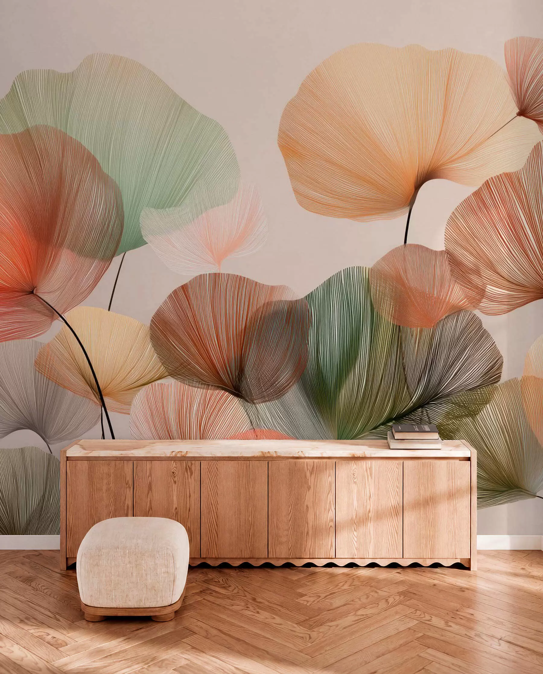 murales de pared Ginkgo en colores de otoño w04305