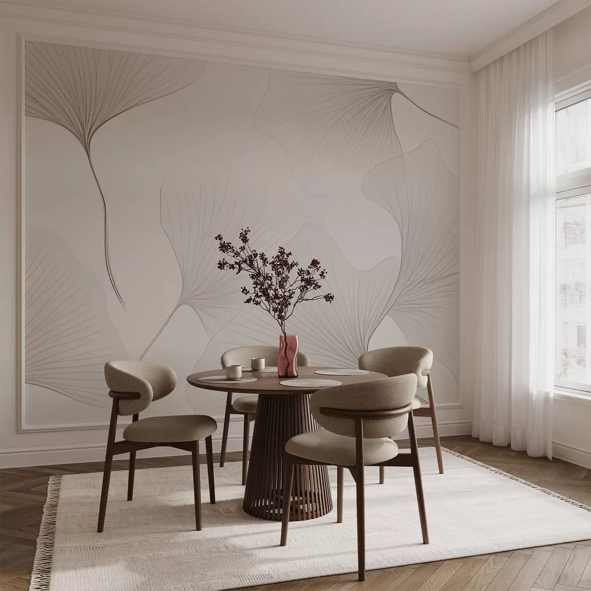 Murales de pared Hojas de ginkgo transparentes w04433v1 murales de pared Hojas de ginkgo transparentes w04433v1