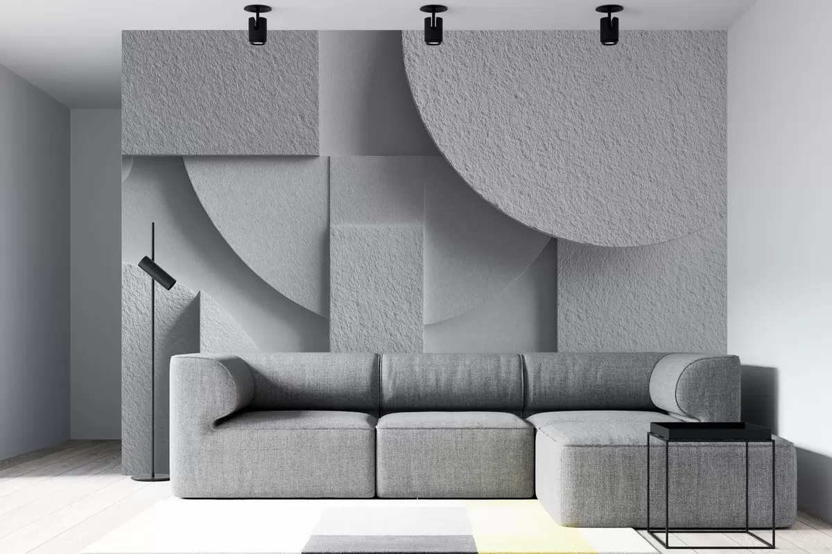 murales de pared Composición abstracta con formas geométricas tridimensionales blancas w04395v1