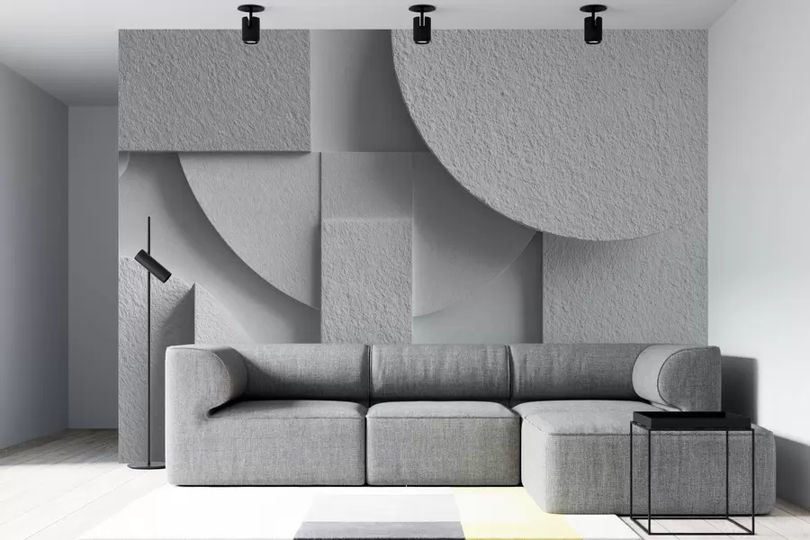 Murales de pared Composición abstracta con formas geométricas tridimensionales blancas w04395v1 murales de pared Composición abstracta con formas geométricas tridimensionales blancas w04395v1