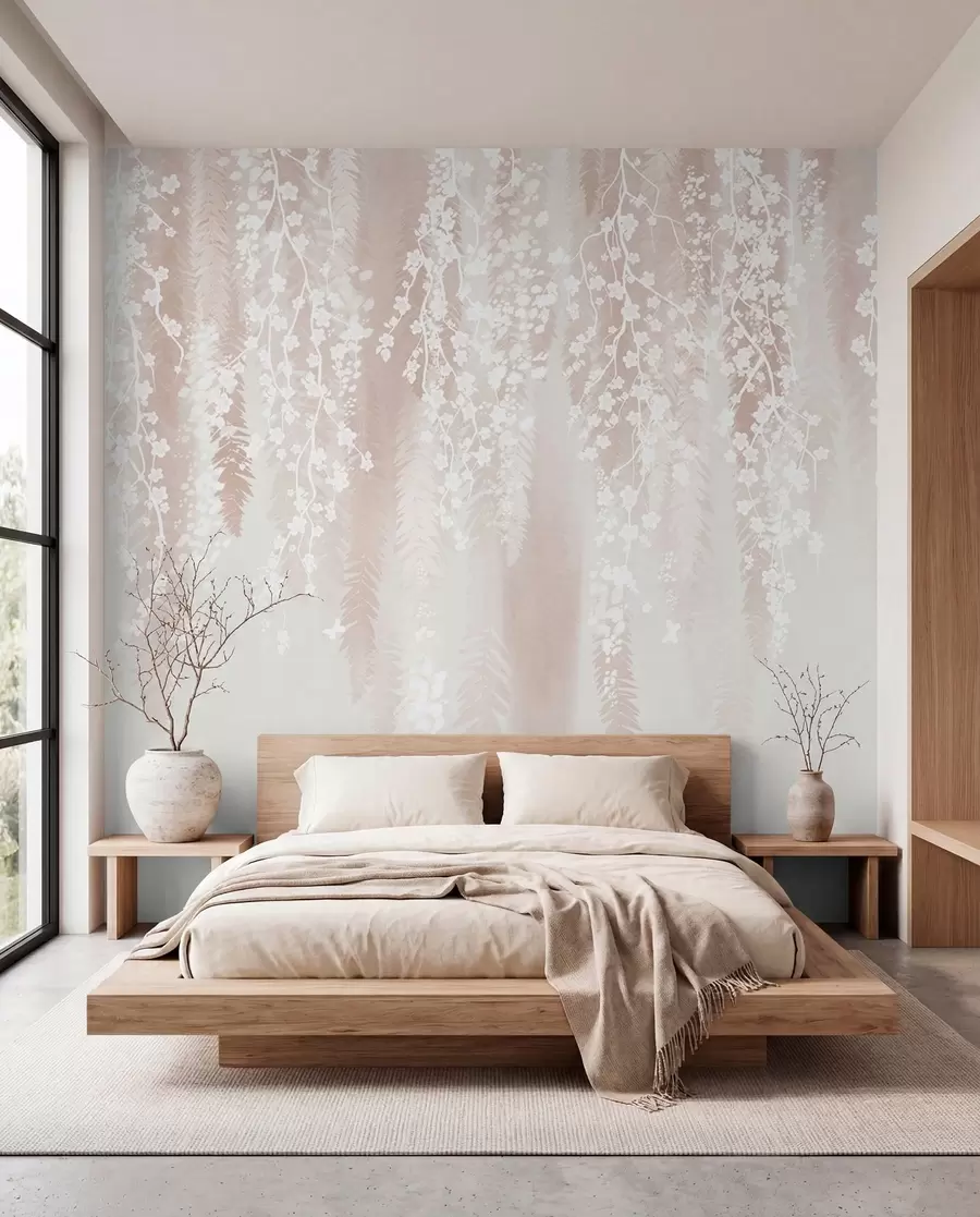 murales de pared Cortina de flores blancas w04417