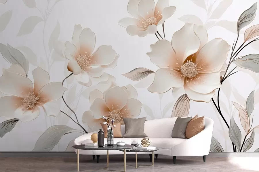 murales de pared Flores con pétalos de color pastel w09353