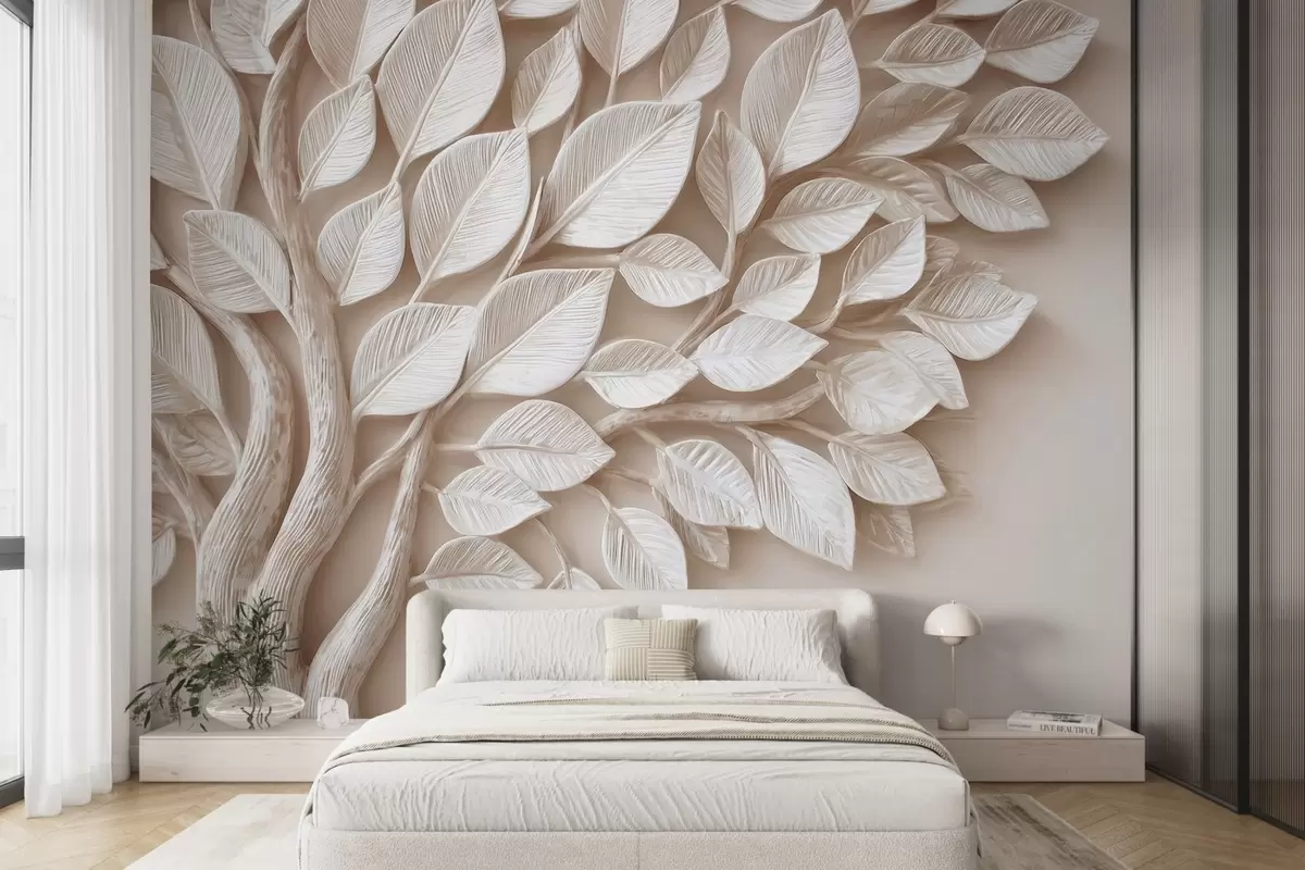 murales de pared Árbol en relieve con hojas w09359