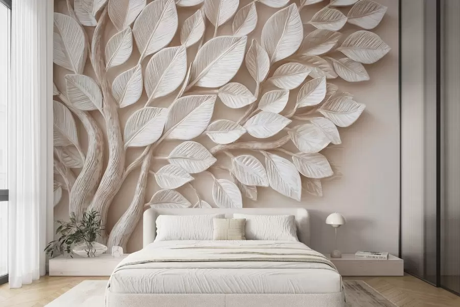 murales de pared Árbol en relieve con hojas w09359