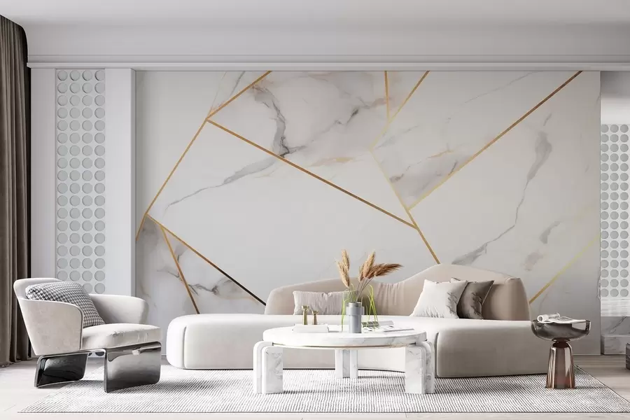 murales de pared Superficie de mármol con motivos geométricos amarillos w09363
