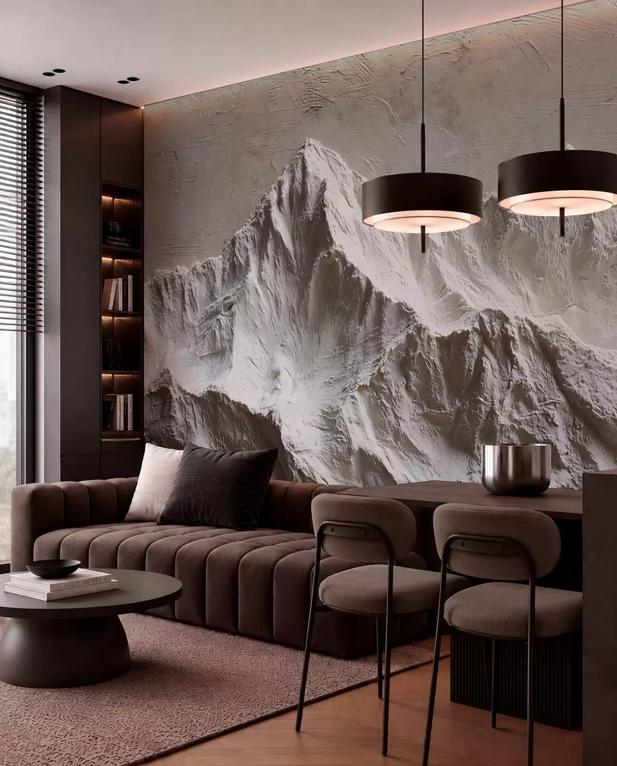 murales de pared Montañas en relieve en tonos claros con textura w04396