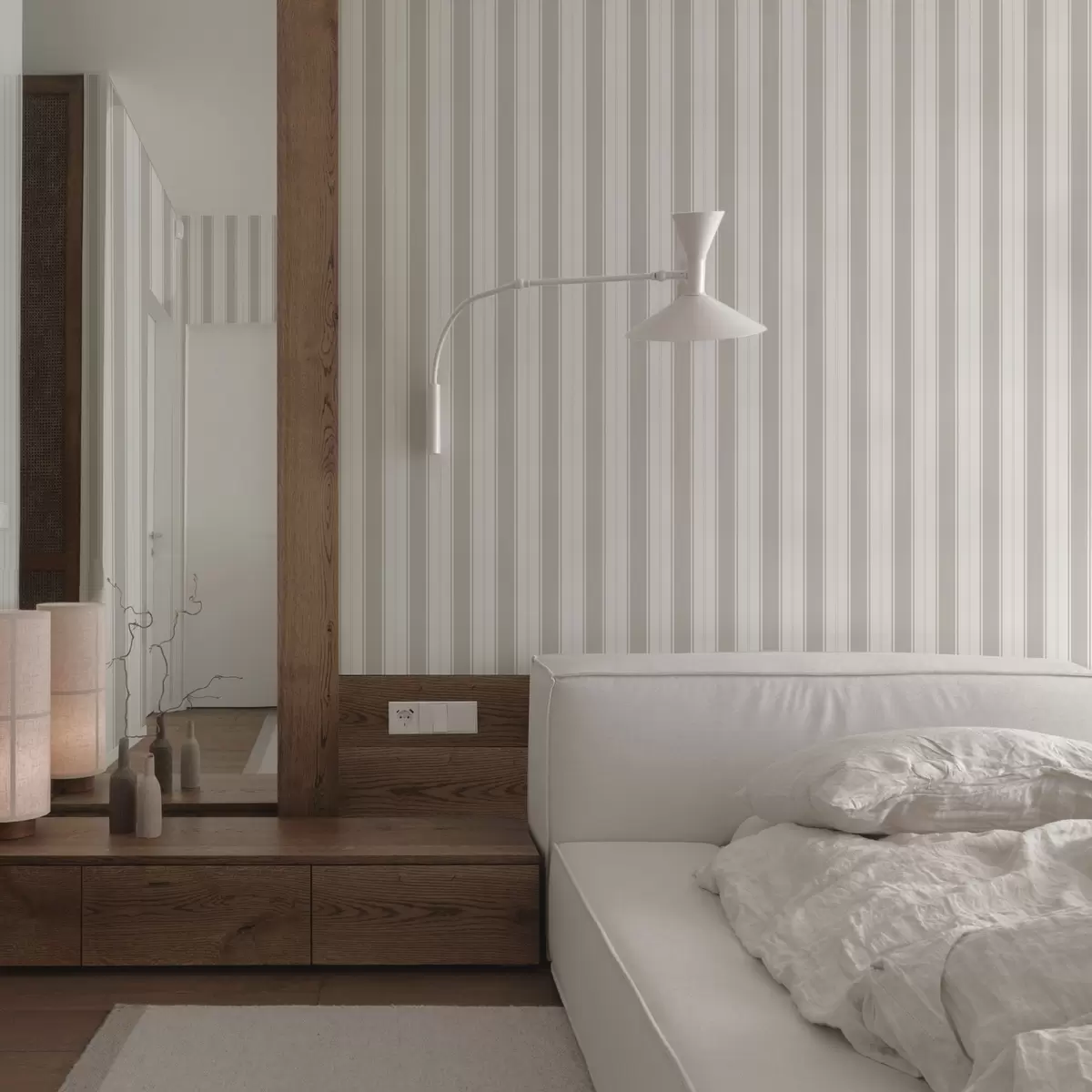 Papel pintado Clásicas rayas verticales en tonos grises claros a00517v1