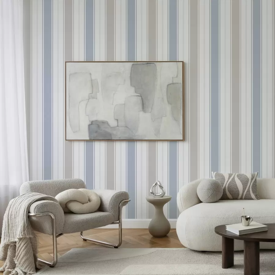 murales de pared Rayas claras en tonos grises y azules con contrastes a00517v2