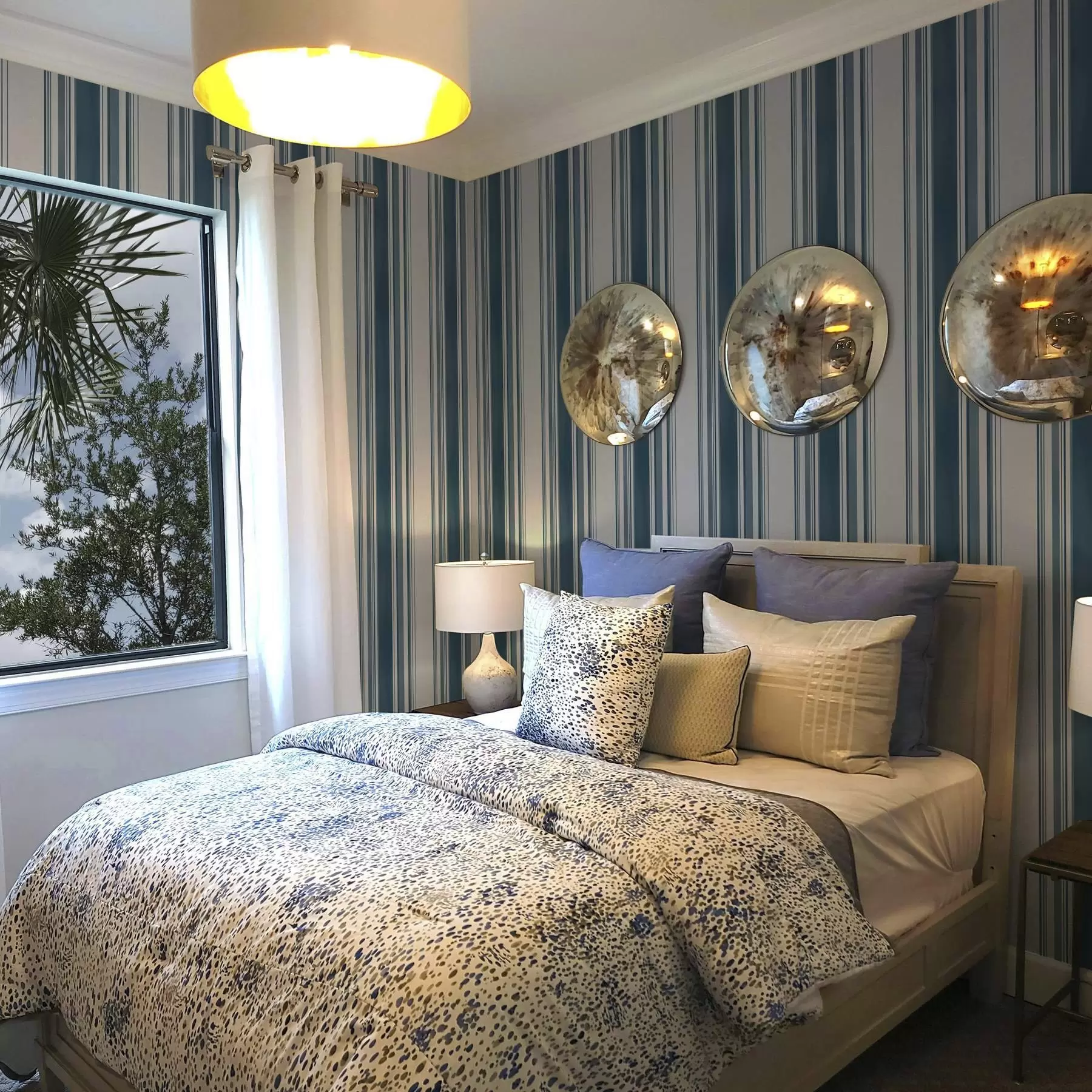 murales de pared Rayas azules con espacios en blanco a00525