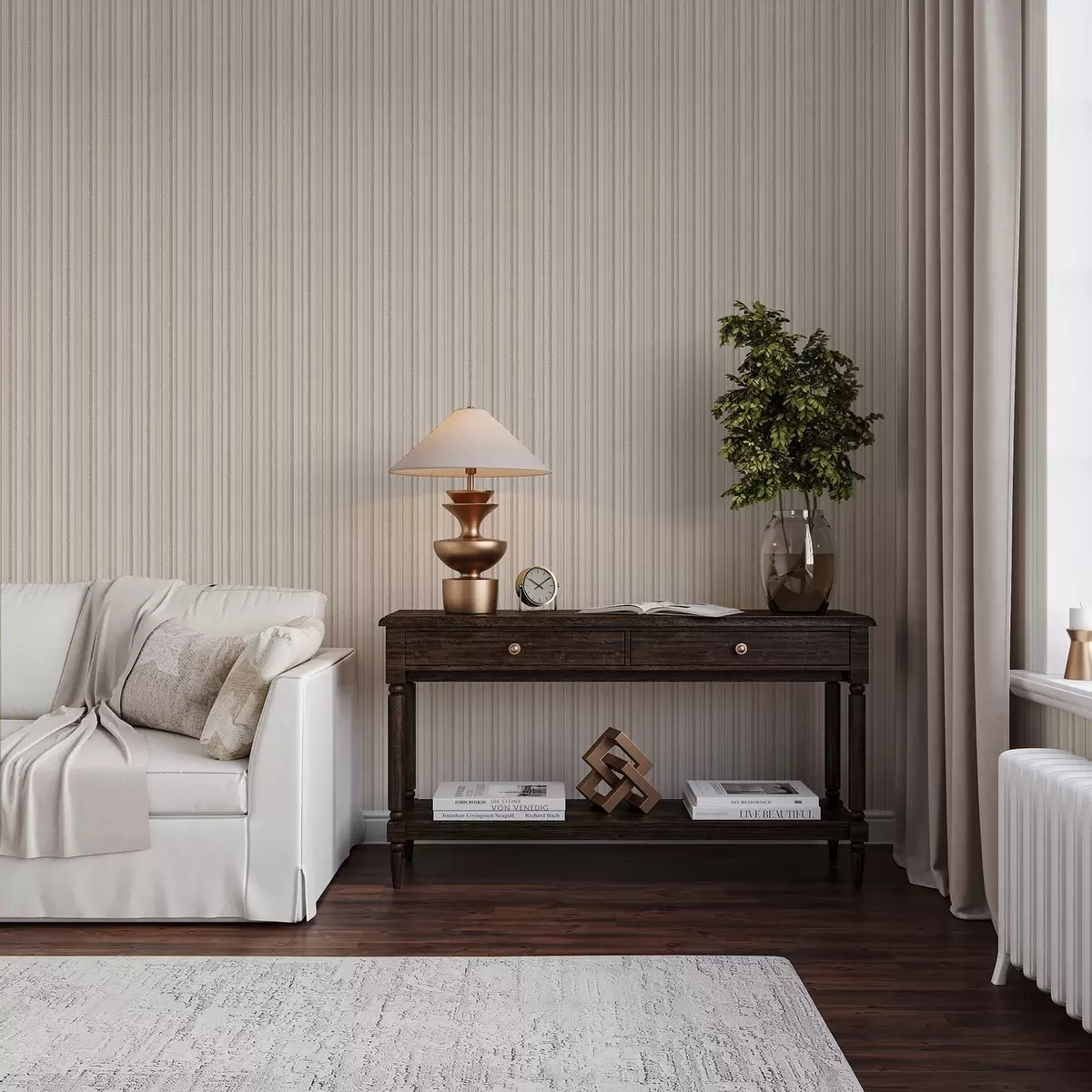 Papel pintado Rayas finas en tonos beige claro a00549