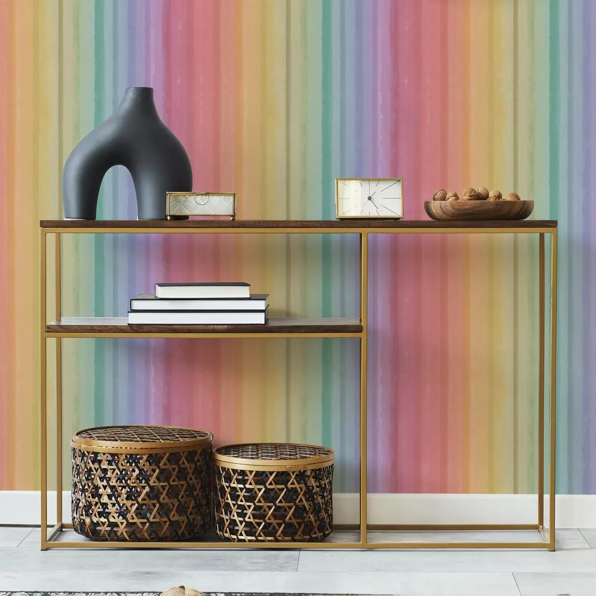 Papel pintado Rayas arco iris con expresivos acentos de color a00553