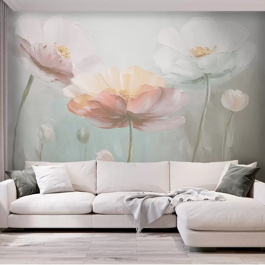 murales de pared Amapolas al pastel volumétricas al óleo w09310v1