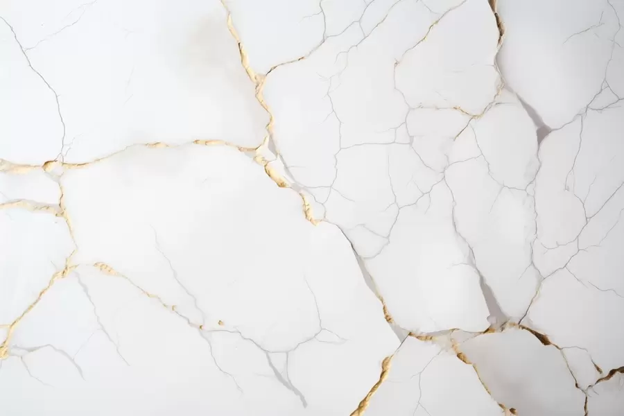 murales de pared Imitación de mármol con finas grietas y vetas amarillas w09390