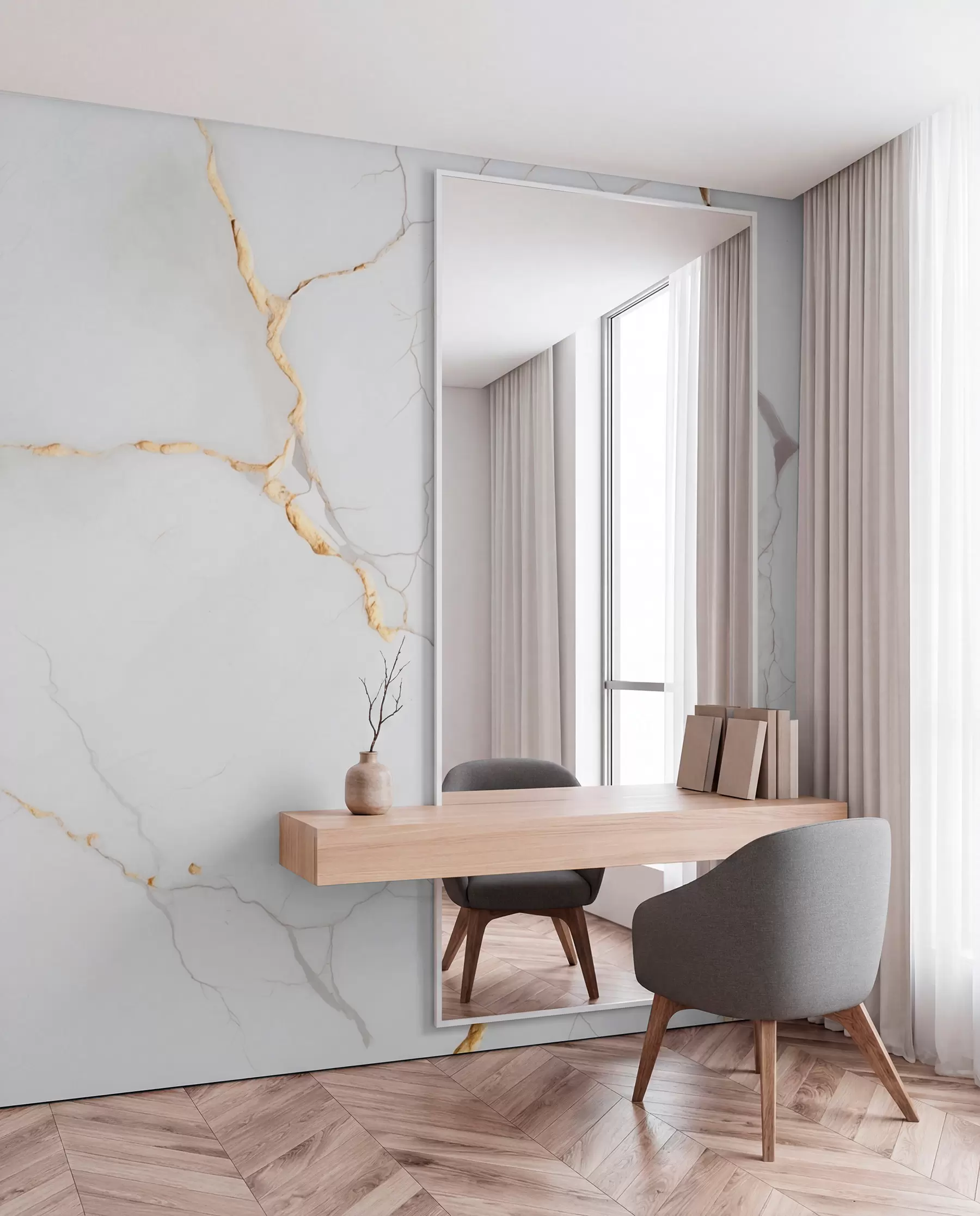 murales de pared Finas vetas doradas w09390