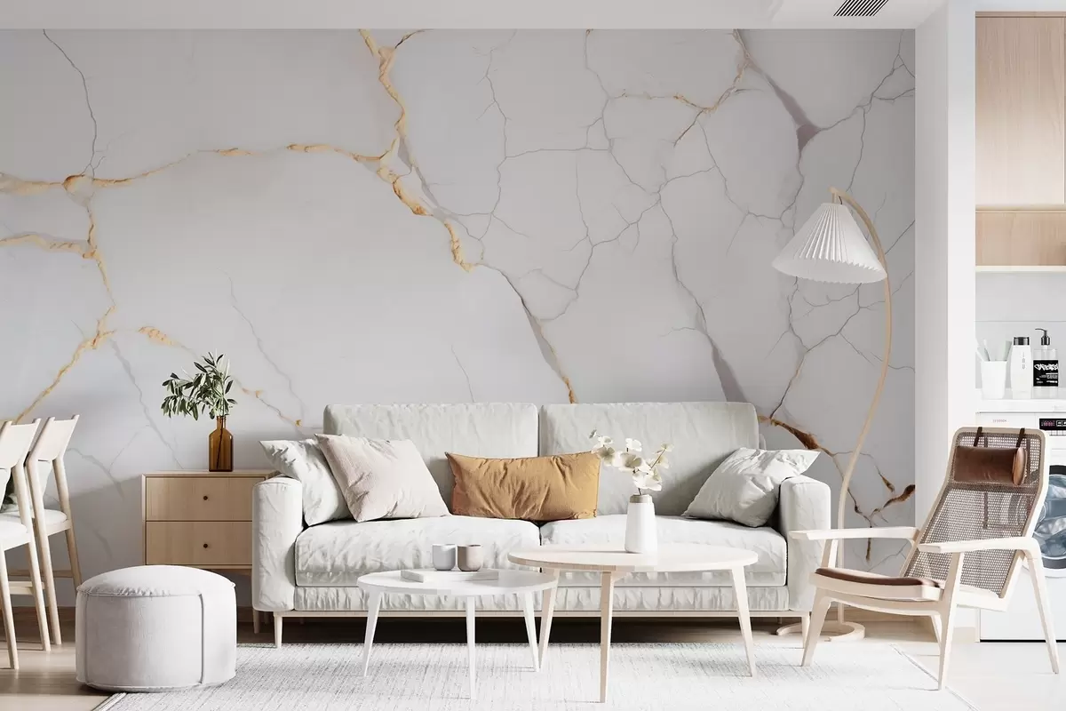 Murales de pared Imitación de mármol con finas grietas y vetas amarillas w09390 murales de pared Imitación de mármol con finas grietas y vetas amarillas w09390