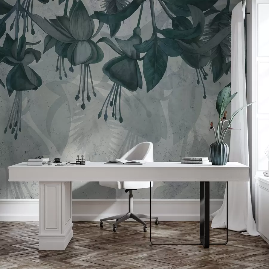 murales de pared Flores colgantes de estilo grunge w04472v1