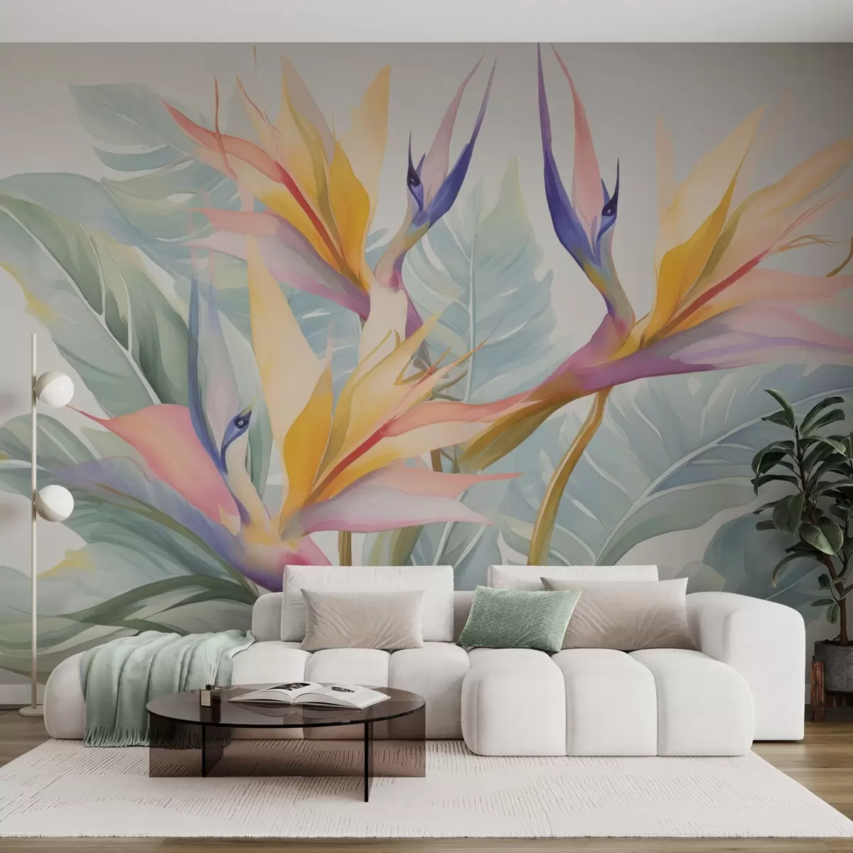 Murales de pared Flores y hojas de Strelitzia w04527 murales de pared Flores y hojas de Strelitzia w04527