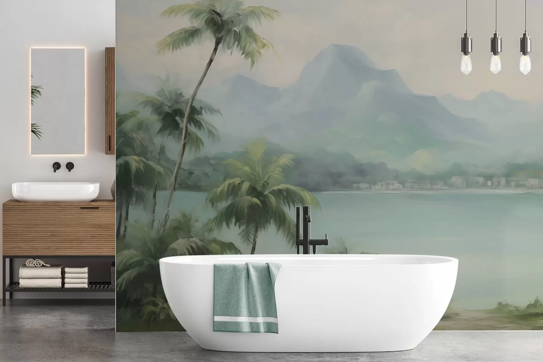 murales de pared Palmeras con las montañas como telón de fondo w04535