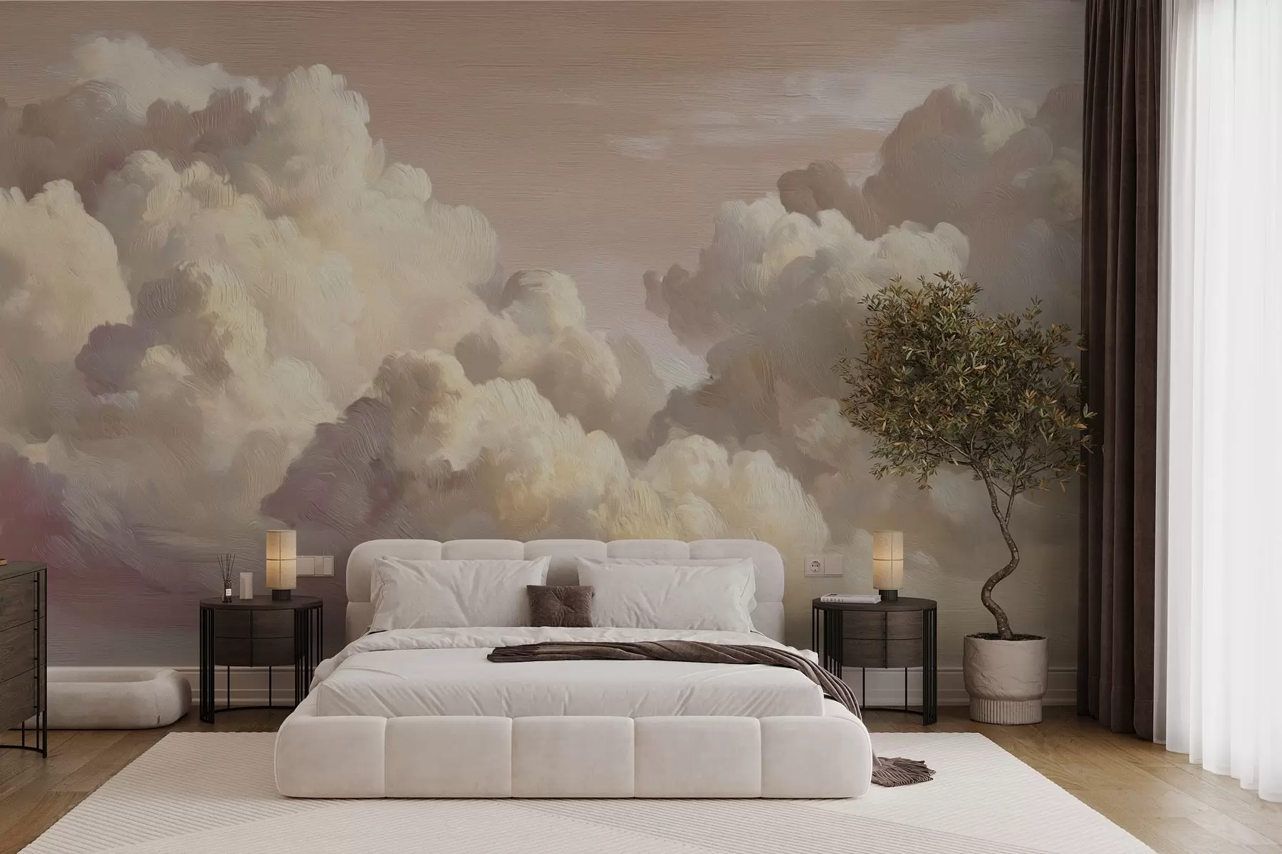 murales de pared Nubes bañadas por una cálida luz rosa pastel w04550v1