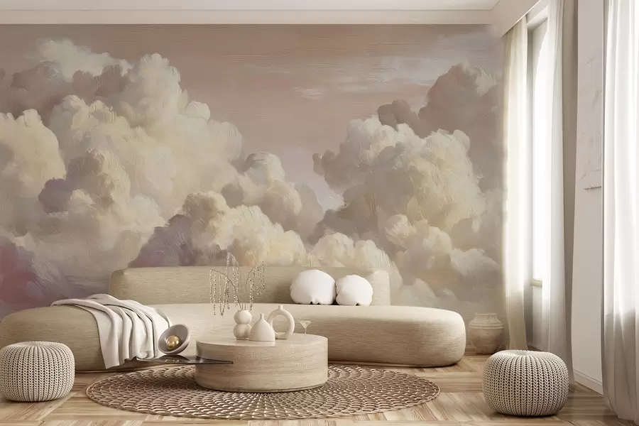 Murales de pared Nubes bañadas por una cálida luz rosa pastel w04550v1 murales de pared Nubes bañadas por una cálida luz rosa pastel w04550v1