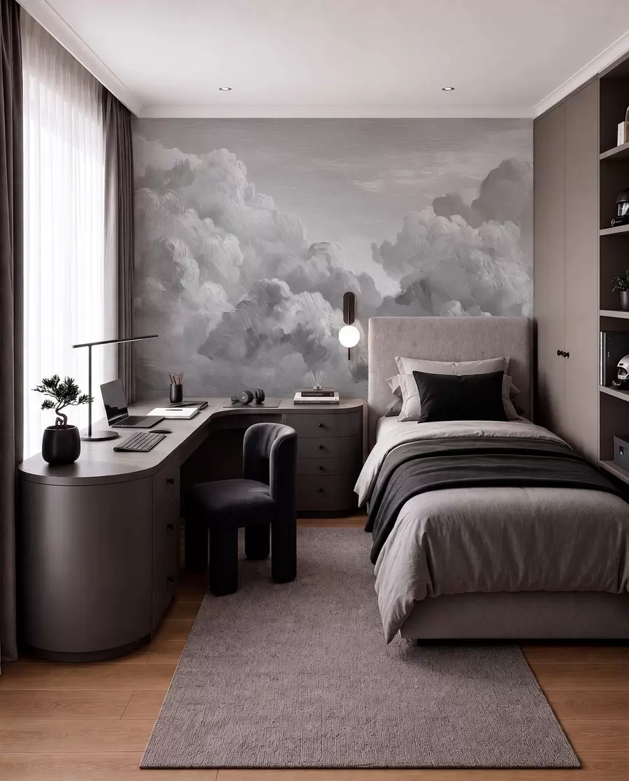 murales de pared Formación de nubes monocromáticas con textura w04550v3