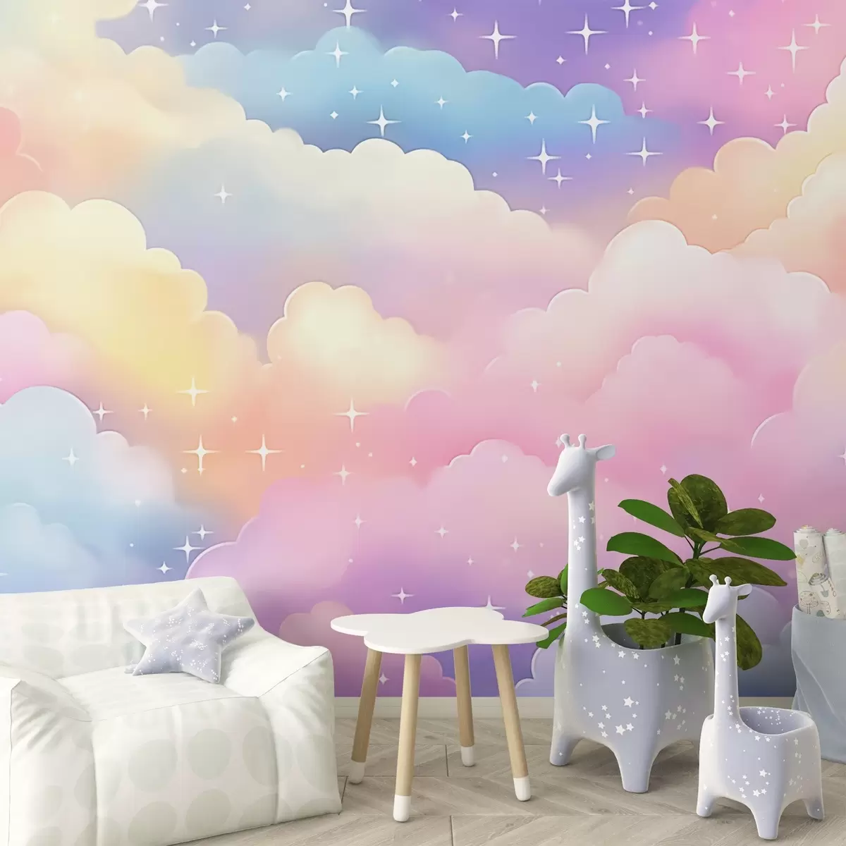 murales de pared Cielo de nubes de caramelo w04585