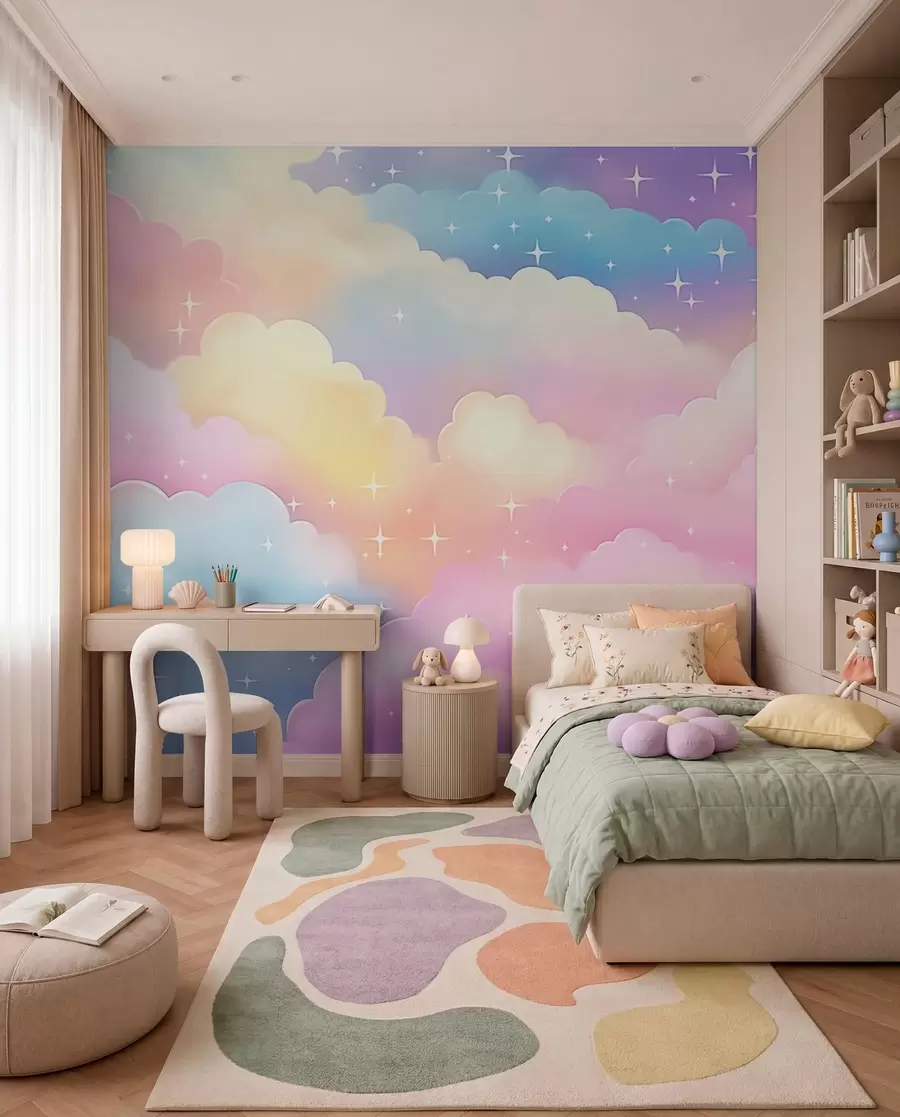 murales de pared Cielo de nubes de caramelo w04585