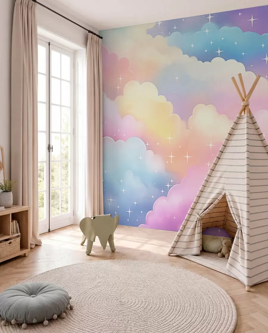 murales de pared Nubes con estrellas w04585