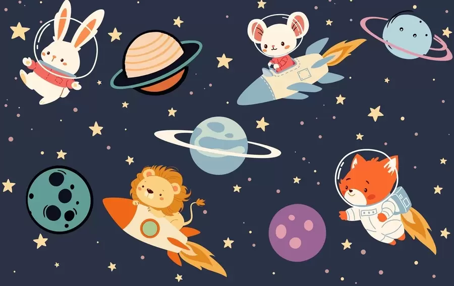 murales de pared Animales en el espacio w04562