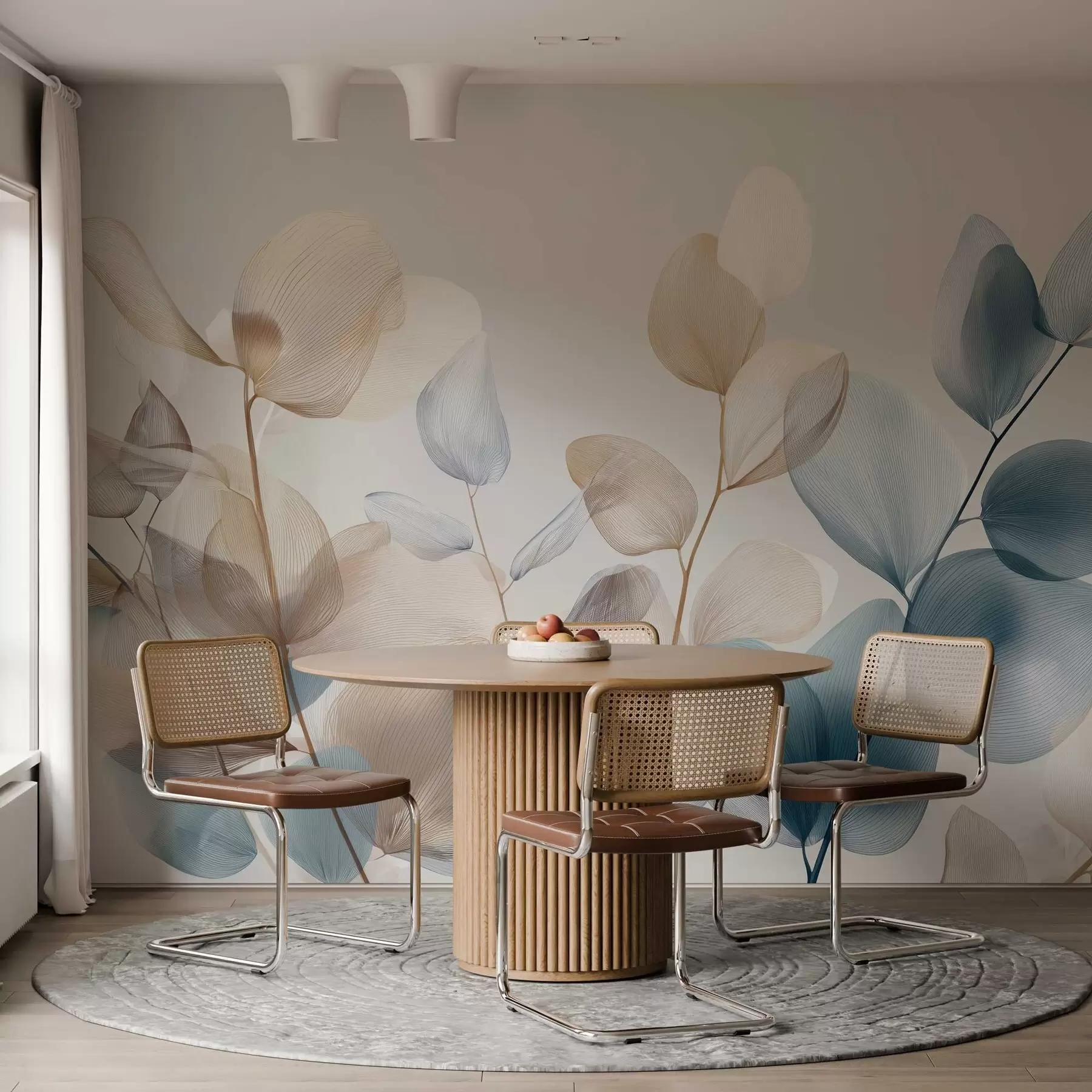 murales de pared elegantes hojas de eucalipto con nervaduras w04503