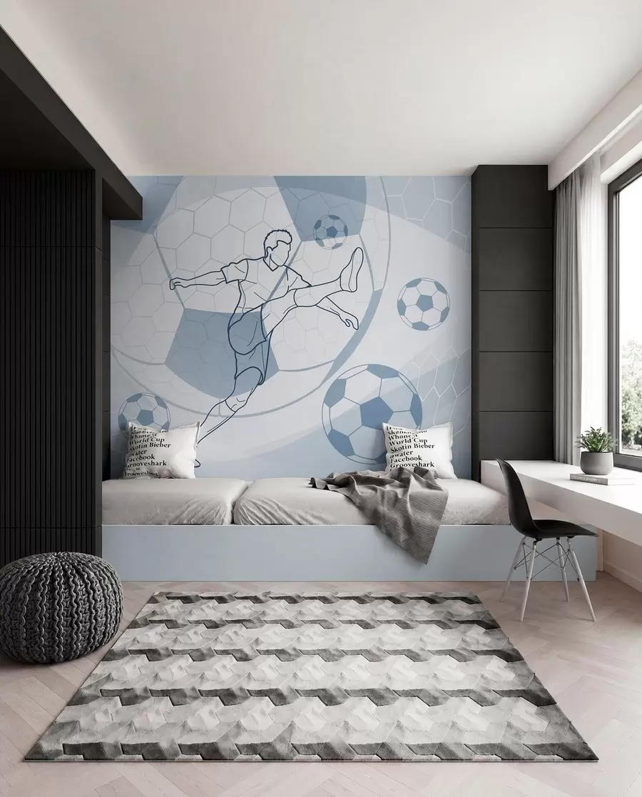 murales de pared Fútbol en trazos azules w04601