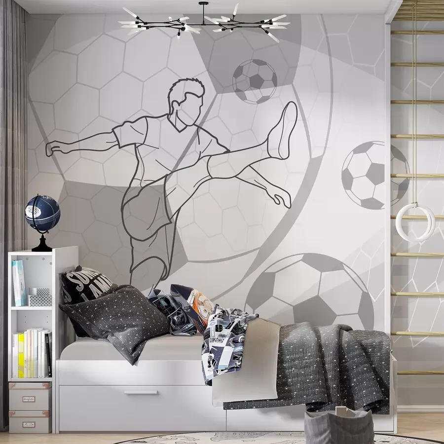 murales de pared Jugador de fútbol y balones w04601v1