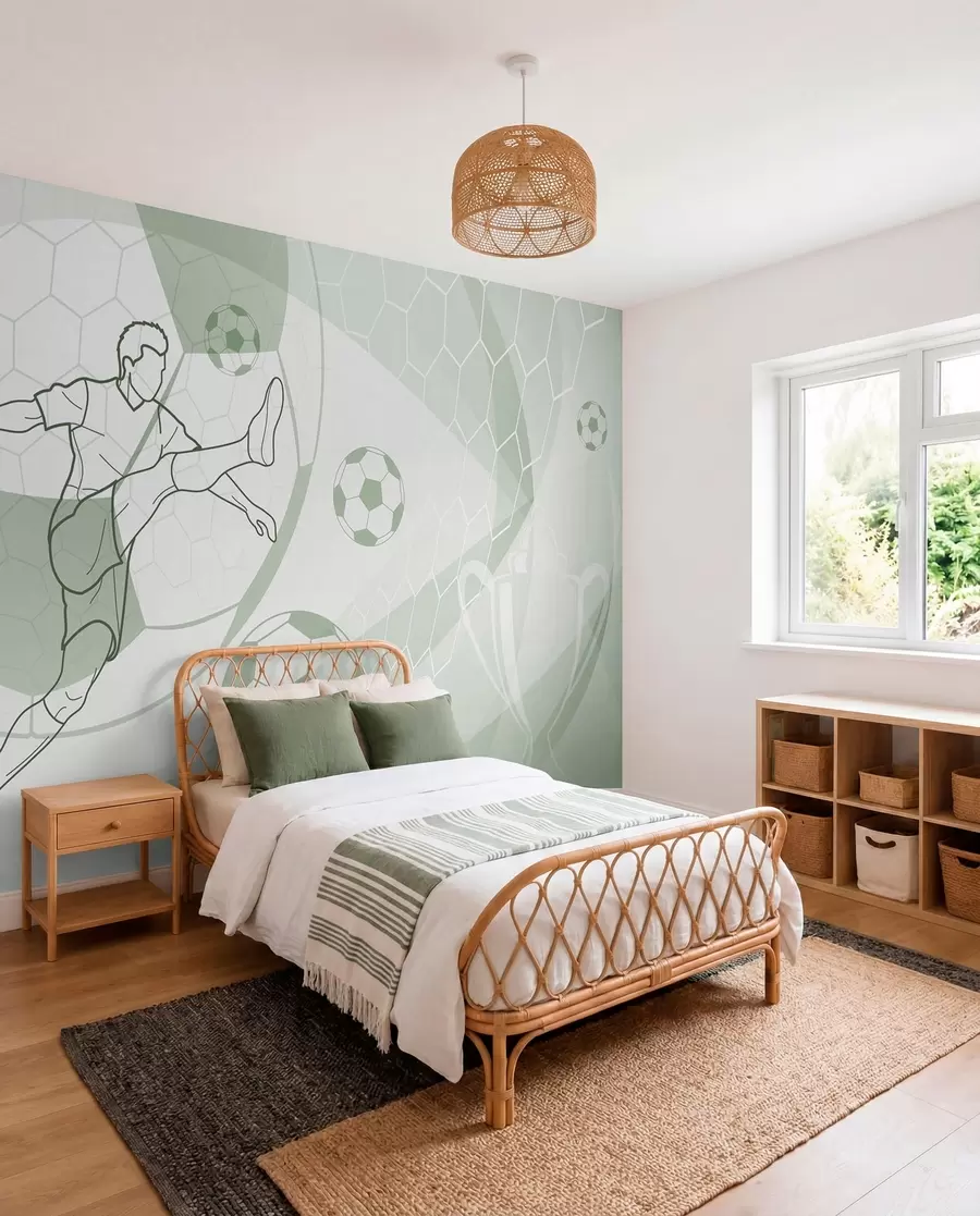 murales de pared Dibujo de fútbol verde w04601v2